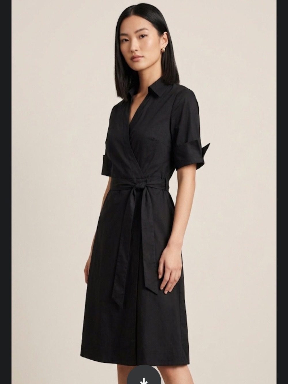 Alfani Petite Classic Black Wrap Shirt Dress - Size 8P